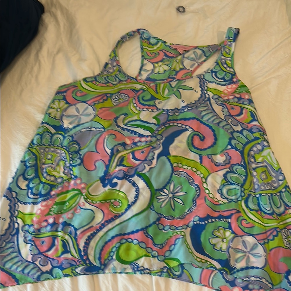Lily racer  back  silk top - flowy